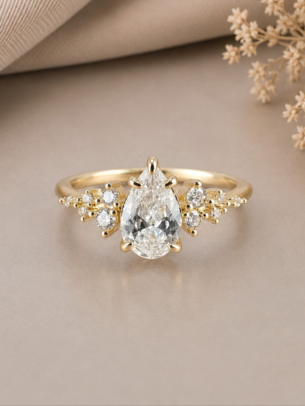 Gold Pear-Cut Ring